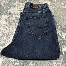 Vintage Lee Dark Acid Wash Jeans Ultra High Rise Pleated Mom 16L USA picture