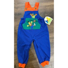 Vintage Sesame Street Bert & Ernie Football Overalls Baby 12M NWT picture