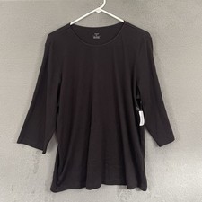 C.J. Banks Top Womens 1X 16/18W Brown Cotton 3/4 Sleeve Crew Neck Top NWT picture