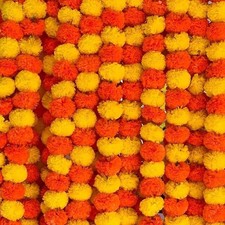 5pcs Dark Orange & Yellow Marigold Garland for Home, Wedding Decor (US˃US) picture