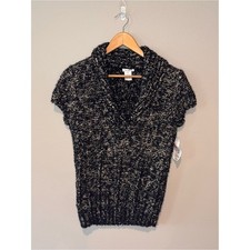 OSCAR DE LA RENTA Women's Silk Pullover Black & Cream Sweater circa 2009 Large picture