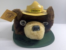 VTG 1983 Smokey Bear Plush Trucker Hat SnapBack 3 West Zoo Collection with tag picture