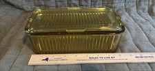1940’s era vintage Amber Glass Refrigerator Dish with Lid picture