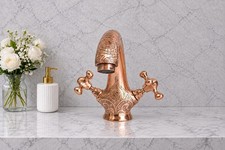 Unlacquered Solid brass kitchen faucet, Handmade Antique brass Bridge faucet picture