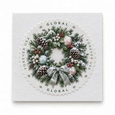 SC#6118 - 2026 USPS Winter Wreath Round Global Forever Stamps –  Postage – MNH picture