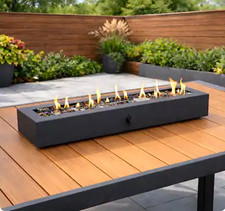 40,000 BTU Gas Tabletop Fire Pit Insert, Black Rectangular 28x7x3.94