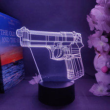 Cool Pistol Gun Night Light for Kids 3D Illusion Night Lamp Bedroom Decoration L picture