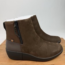 New Womens Bogs Vista Rugged Zip Waterproof Brown Leather Ankle Boots Sz 8 M picture
