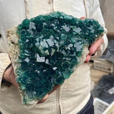 6.6LB  Natural cubic green fluorite crystal cluster rough mineral specimen picture