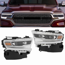 For 2019-2022 Ram 1500 Projector Headlights Full LED Headlamps Chrome (Pair) Set picture