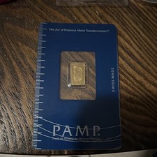 PAMP Suisse 1g Gold Bar 0.9999 Fine Au in Assay Card Total Content 1g 1 g full  picture