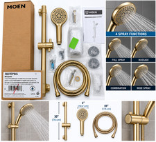Mo*en 3667EPBG 4-Function Handheld Shower Slide Bar Kit Brushed Gold WaterSense picture