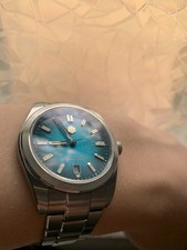 San Martin Automatic 100m Blue Textured Dial Date Stainless Steel Watch 36-39mm picture