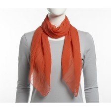 Coral Orange Crinkle Chiffon Scarf Lightweight Sheer Pleated Wrap Accessory picture