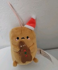 Smoko MINI Mochi Potato Plush  Holding Gingerbread Man Christmas Hat  2023 3