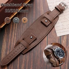 20 22 24mm Bund Strap Men's Watch Band Vintage Cowhide Cuff Watchband picture