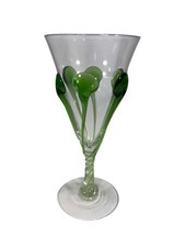 Antique Bohemian Harrach Attributed Tadpole Glass Vase Green Applied Twist Stem picture