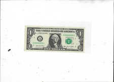 Fancy low serial number BINARY $1 bill uncirculated, perfect front & back picture