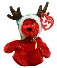 Ty Jingle Beanies - 2002 Holiday Teddy Red, MWMT Stuffed Animal Toy picture
