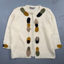 VTG 60s J. Cousino Cream Knit Hook And Eye Cardigan Multicolor Rockabilly Cowboy picture