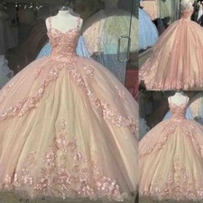 Blush Pink Sparkly Quinceanera Dresses Ball Gown Off Shoulder Party Sweet 15 16 picture