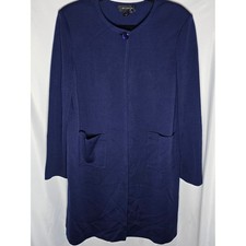 St. John Purpley Navy Single-Button Santana Knit Long Jacket Blazer, Sz 10 picture
