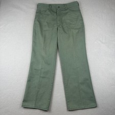 True Vintage Pants Mens 34 (Fits 32x29) Green Gabardine Talon Zip Trousers 50s picture