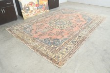7x10 Turkish Antique Large Wool Rug Hand-Knotted Neutral Vintage Oushak Rug,263 picture