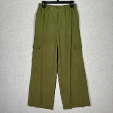 NEW Anthropologie WAYF Wide Leg Cargo Pants Small Green Baggy Utility Y2K Loose picture