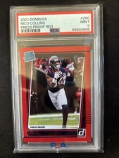 2021 Panini Donruss - Rated Rookie Nico Collins #280 Press Proof Red (RC) PSA 9 picture