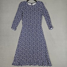 Reformation Monterey Floral Midi Dress Womens 10 Blue White A-Line Keyhole picture