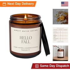Sweet Water Decor Hello Fall Scented Jar Candle 9oz Amber Glass Apple Cider picture
