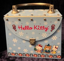 VINTAGE 2001 Sanrio Hello Kitty & Friends Blue Winter Scene Metal Tin w/Handle picture