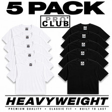 5 Pack Pro Club Heavyweight T-Shirt Crew Neck Cotton Tee S M L XL2XL White Black picture