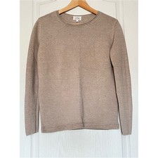 Wilfred Aritzia Silk Cashmere Cotton Ribbed Crewneck Sweater Oatmeal XS picture