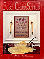 Just Cross Stitch Magazine Pledge Of Allegiance US Flag Fourth July August 1987 picture