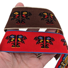 3 YDS AMAZING Native American Indian Woven Jacquard Trim ~ Vintage West Germany picture