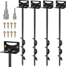 24'' Mobile Home Anchors, Set of 4 Ground Anchors Screw in with Brackets and Dri picture