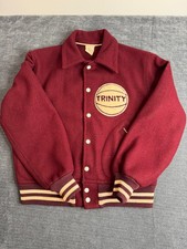 Vintage 40s 50s Maloneys Wool Trinity Basketball Varsity Letterman Jacket picture