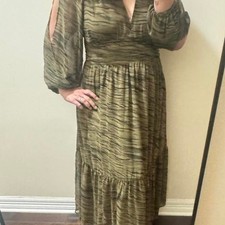 NWT Chelsea28 Olive Black Geode Print Maxi Dress XXL picture