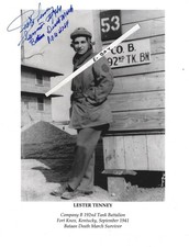 Lester Tenney, Bataan Death March Survivor, WWII, Autographed 8x10,Undated picture