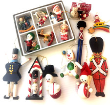 VTG '50s - '60s LOT 19 Painted Wooden Christmas Tree Ornaments Some Mini Adler picture
