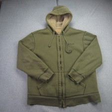 Timberland Jacket Mens Large Olive Green Full Zip Sherpa Lined Hoodied picture