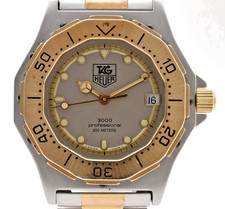 TAG Heuer 3000 Professional 934.213 Quartz Watch Two-Tone Silver Dial Date 35mm picture