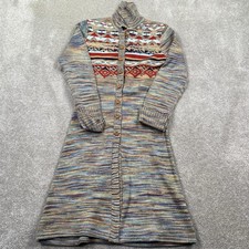 Its Rich Vintage Space Dye Southwestern Fair Isle Button Front Sweater Dress 7/8 picture