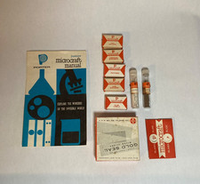 Vintage Porter Junior Microcraft Manual Microscope Kit Slides Parts Lot 1950s 19 picture