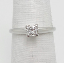 1/3CT Natural Diamond Princess Solitaire Engagement Wedding Ring 14K White Gold picture