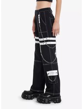 Hot Topic Black & White Grommet Suspender Chain Skater Punk Rock Gothic Raver picture