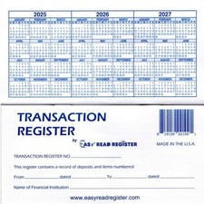 12 Pack Checkbook Registers with 2025 2026 2027 Calendars Made in USA picture