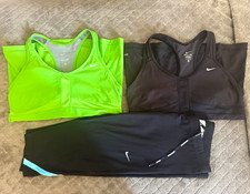 Nike Dri-FIT Women's Sports Bra Lot 2 M Racerback Medium Support Black/Green picture